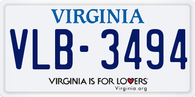 VA license plate VLB3494