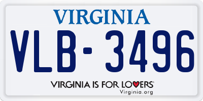 VA license plate VLB3496