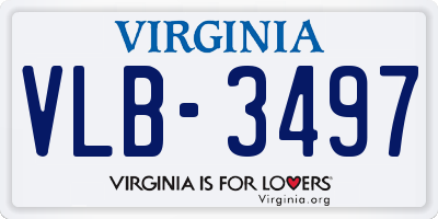 VA license plate VLB3497