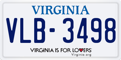 VA license plate VLB3498