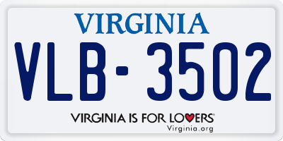 VA license plate VLB3502
