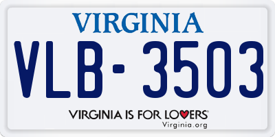 VA license plate VLB3503