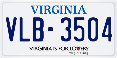 VA license plate VLB3504