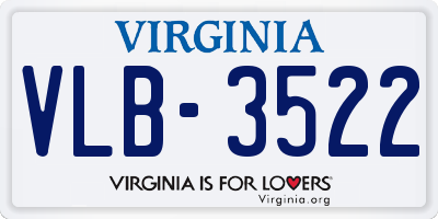 VA license plate VLB3522