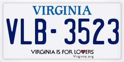 VA license plate VLB3523