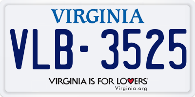 VA license plate VLB3525