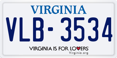 VA license plate VLB3534