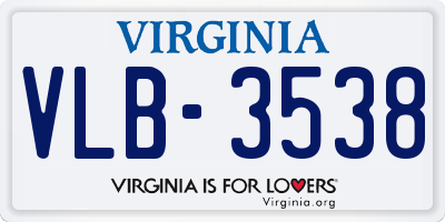 VA license plate VLB3538