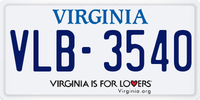 VA license plate VLB3540