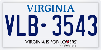VA license plate VLB3543