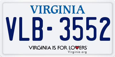 VA license plate VLB3552
