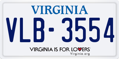 VA license plate VLB3554