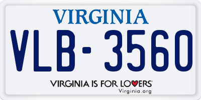 VA license plate VLB3560