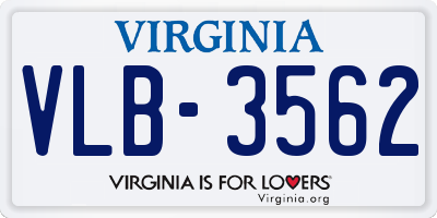 VA license plate VLB3562