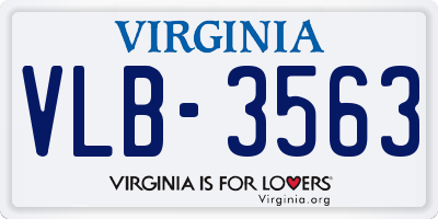 VA license plate VLB3563