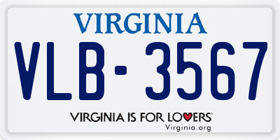VA license plate VLB3567