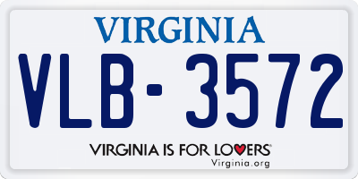 VA license plate VLB3572