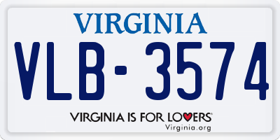 VA license plate VLB3574