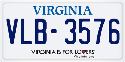 VA license plate VLB3576