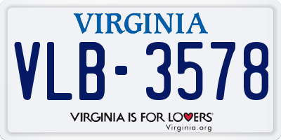VA license plate VLB3578