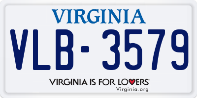 VA license plate VLB3579