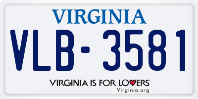 VA license plate VLB3581