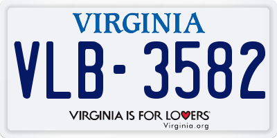 VA license plate VLB3582