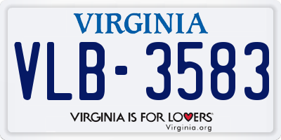 VA license plate VLB3583