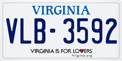 VA license plate VLB3592