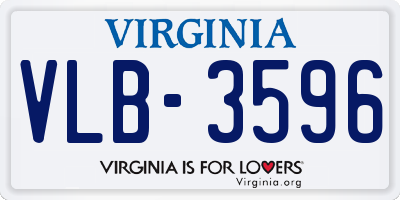 VA license plate VLB3596