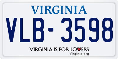 VA license plate VLB3598