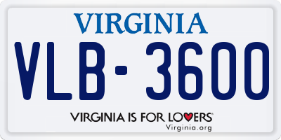 VA license plate VLB3600