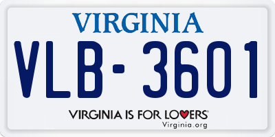 VA license plate VLB3601