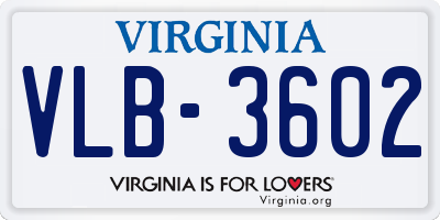 VA license plate VLB3602