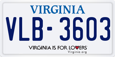VA license plate VLB3603