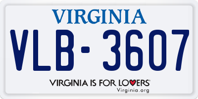 VA license plate VLB3607