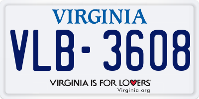 VA license plate VLB3608