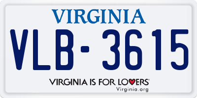 VA license plate VLB3615