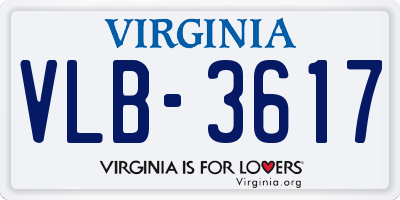 VA license plate VLB3617