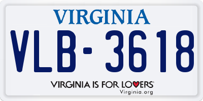VA license plate VLB3618
