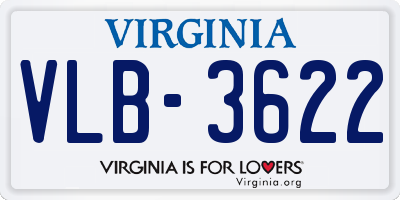 VA license plate VLB3622
