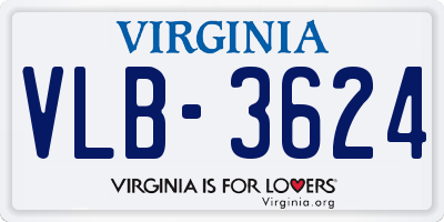 VA license plate VLB3624