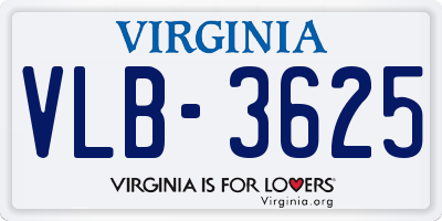 VA license plate VLB3625