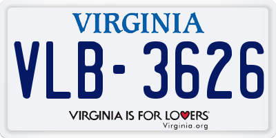 VA license plate VLB3626