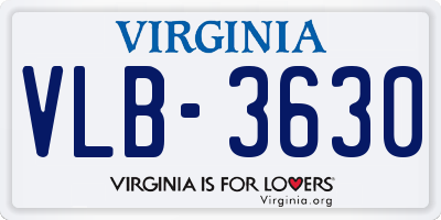 VA license plate VLB3630