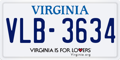 VA license plate VLB3634