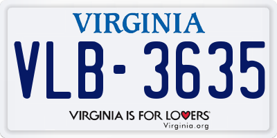VA license plate VLB3635