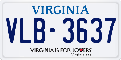 VA license plate VLB3637