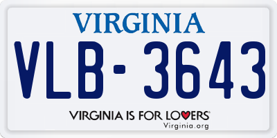 VA license plate VLB3643