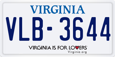 VA license plate VLB3644